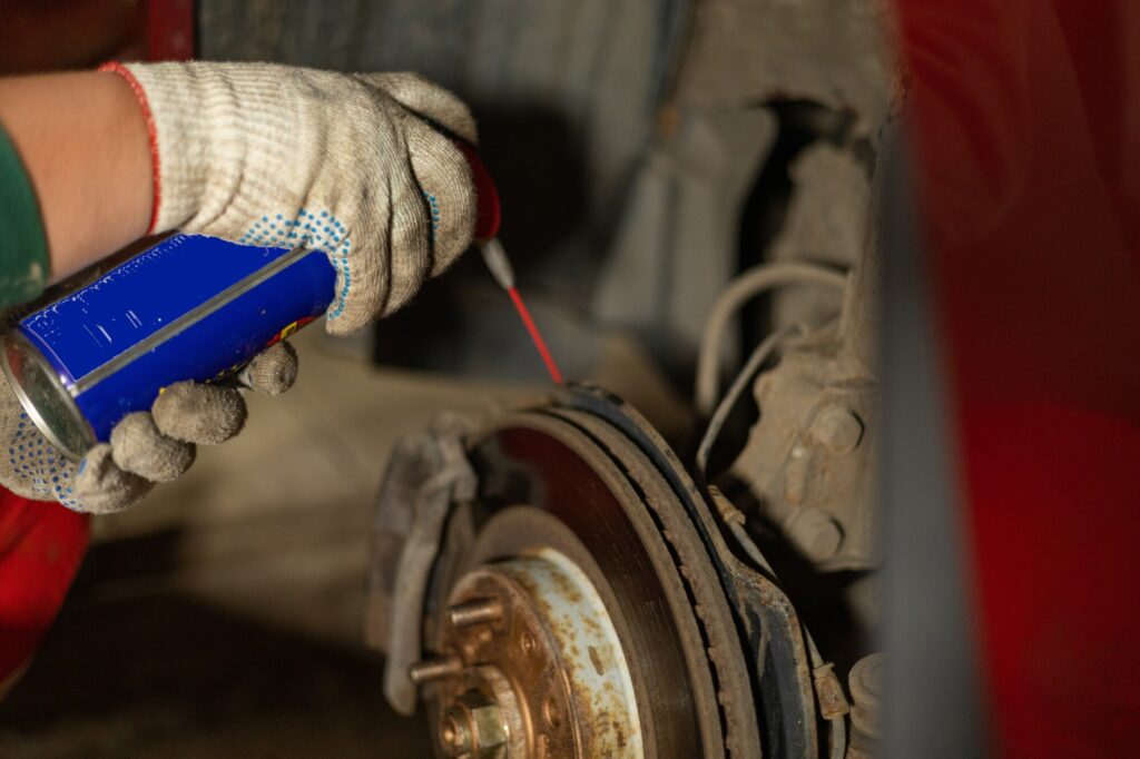 Replacing a brake disc on a motorhome during our motorhome servicing 